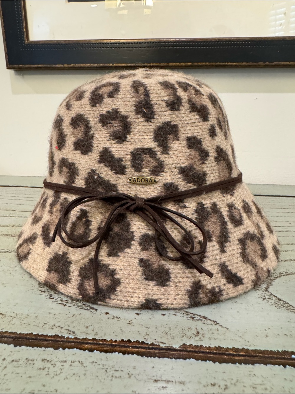ADORA Leopard-Print Bucket Hat in Beige and Brown